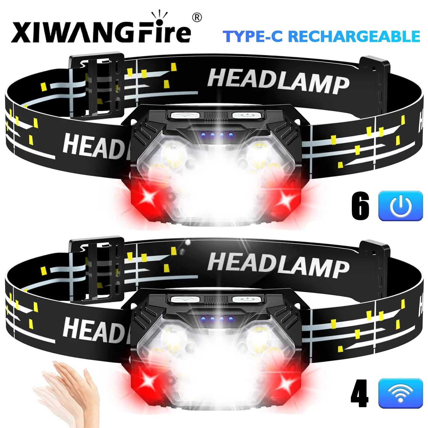 

9 Led Strong Light Headlamp USB Rechageable Motion Sensor Headlight Portable Fishing Camping Outdoor Head Lamp Work Flashlight