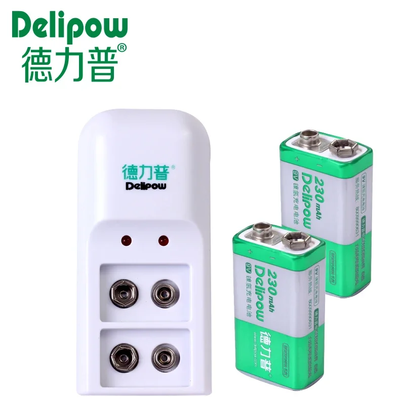 New Delipow 9V Rechargeable High-capacity 9V Battery Charger Kit Microphone Battery 1+2 Shipping Rechargeable Li-ion CellA Good