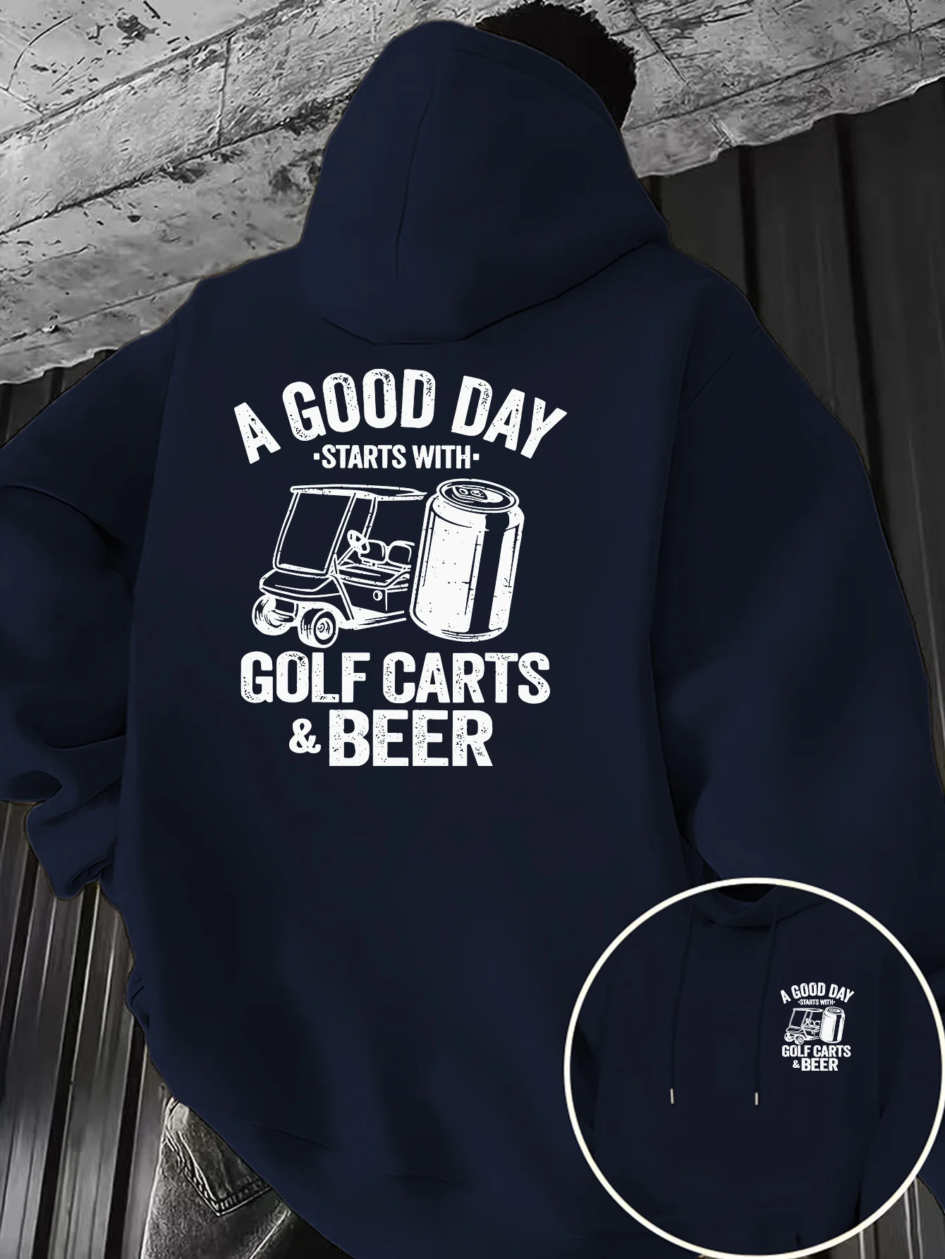 Fun golf slogan print men's hooded sweatshirt, suitable for golf enthusiasts' daily commutes and autumn/winter men's top.