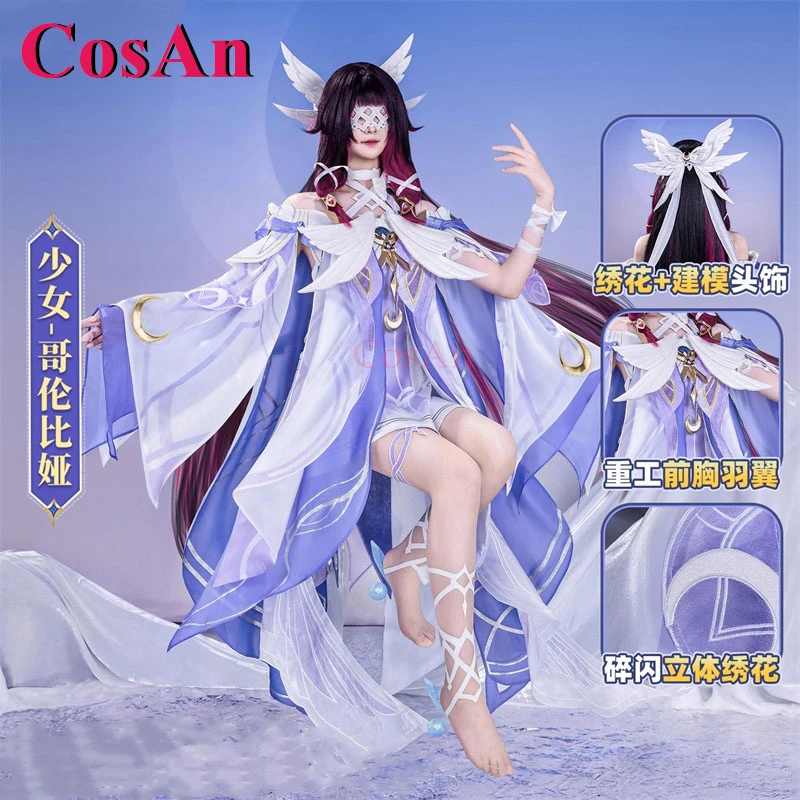 

CosAn Game Genshin Impact Columbina Cosplay Costumes Moon Maiden Sweet Lovely Uniforms Dress Carnival Party Role Play Clothing