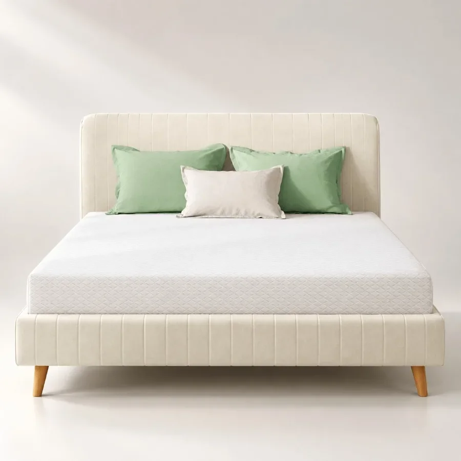 Full Size Memory Foam Mattress 5 Inch for Bedroom, Green Tea Gel Infused Cooling Memory Foam, Charcoal Grey, Pressure-Relieving