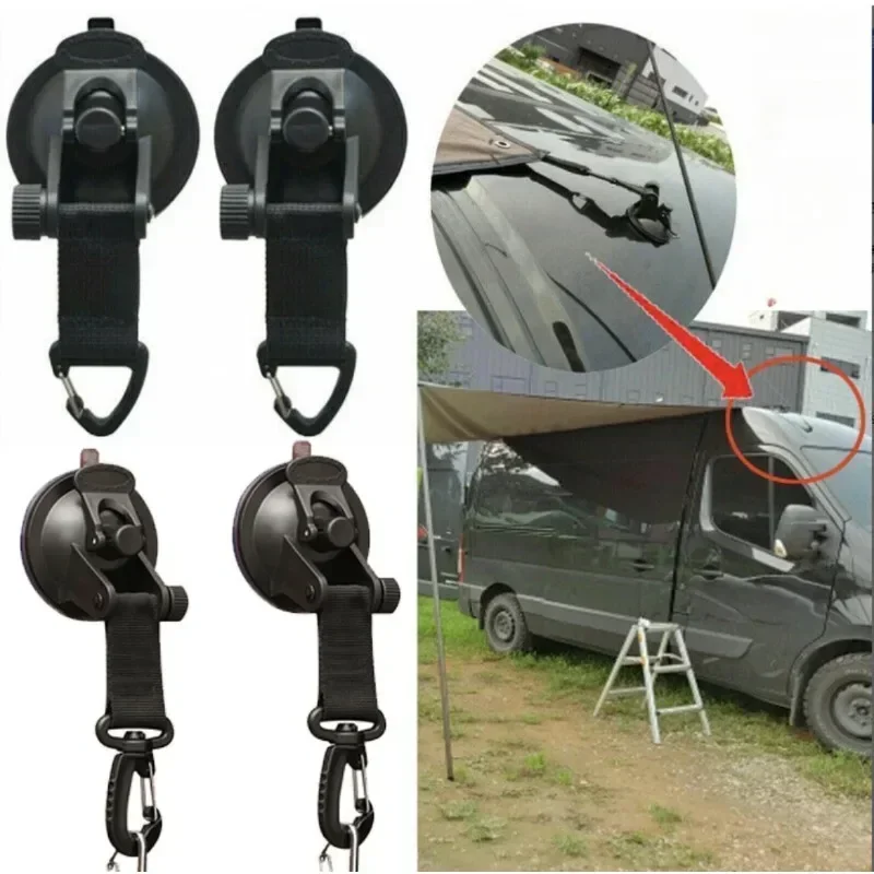 Strong Car Suction Cup Anchor Outdoor Tent Securing Hook Heavy Duty Tie Down Camping Canopy Awning Tarp Carabiner