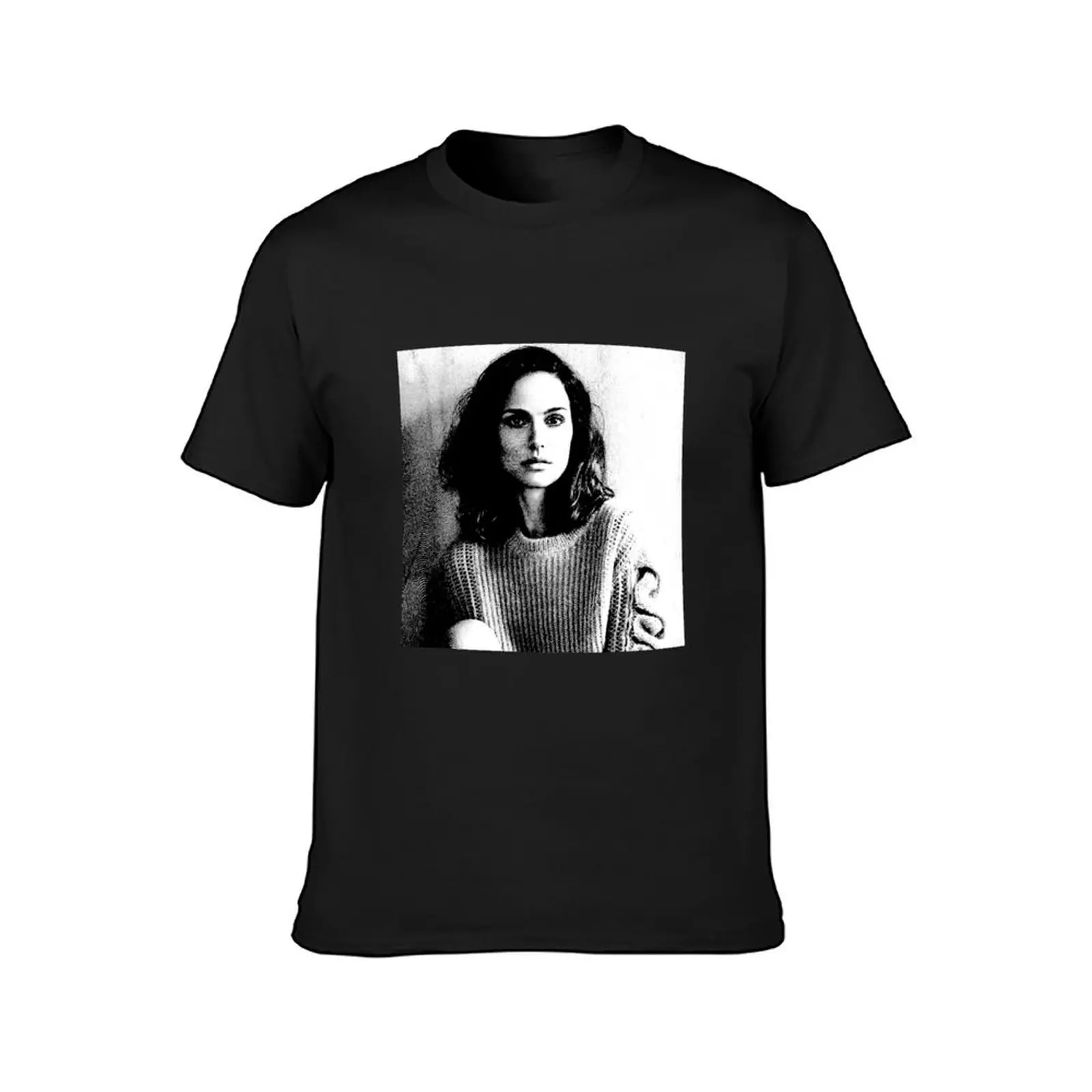 Natalie Portman Black & White Portrait (Linocut) T-Shirt oversizeds boys animal print sweat for a boy mens graphic t-shirts pack