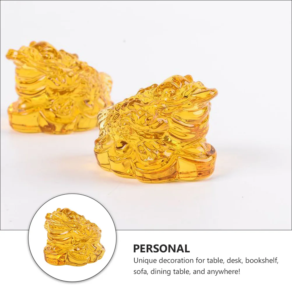 

1Pcs Golden Toad Decoration Glass Sculpture Gold Wealth Drawing Desktop Ornament Home Decor Golden Toad Adorn Glass Ornament