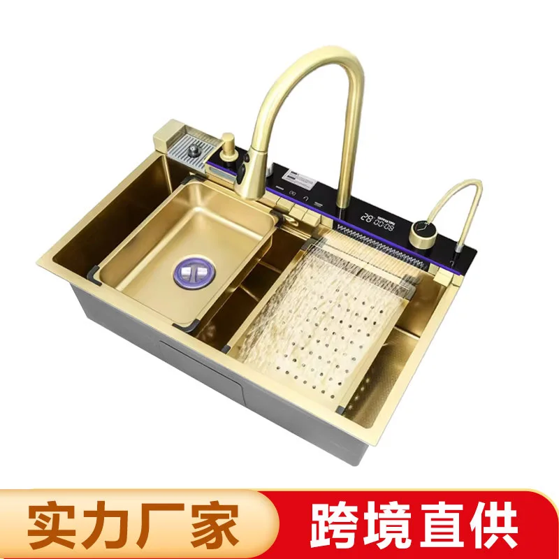 Golden Whale Kitchen Sink Dish Basin 304 Stainless Steel Large Single Trough Thickened Household Dishwasher Cross-border Direct