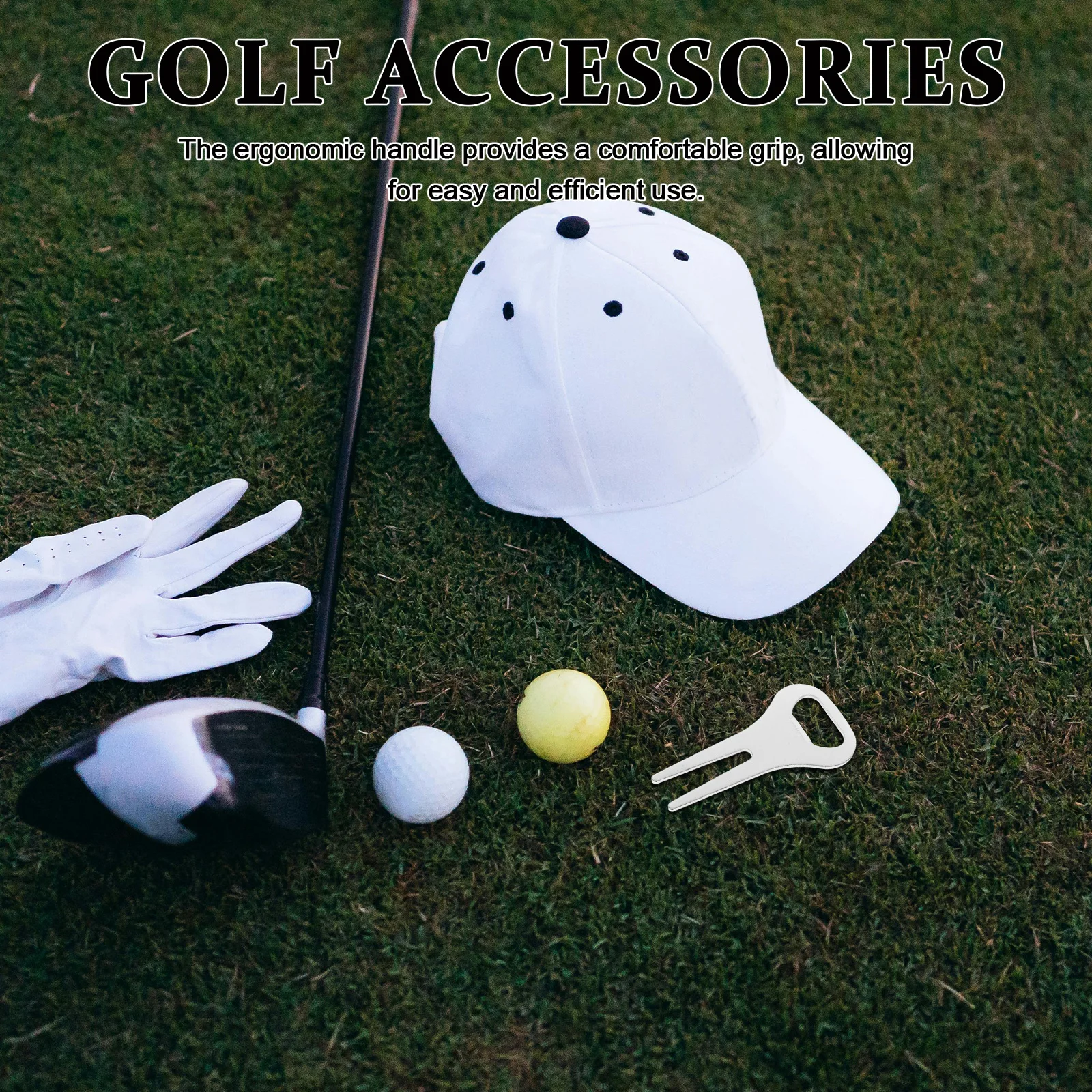 

1 Pair Zinc Alloy Golf Divot Tool for Green Repair Ergonomic Bottle Opener Golf Fork Essential Accessories Turf Repair Fork