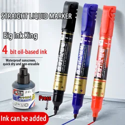 Press Marker Pen Large Capacity Ink-Adding Big Head Pen Oil Pen Thick Head Pen Express Special Pen Office Supplies