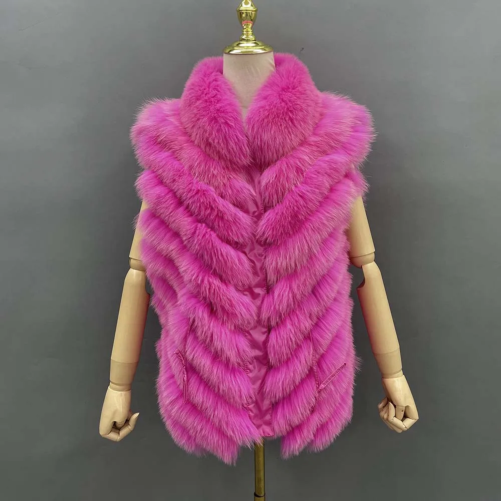 

JANEFUR Natural Fox Fur Vest Women 2023 Luxury Fashion Real Fur Coat Reversable Gilet Wholesale Female Winter Jackets