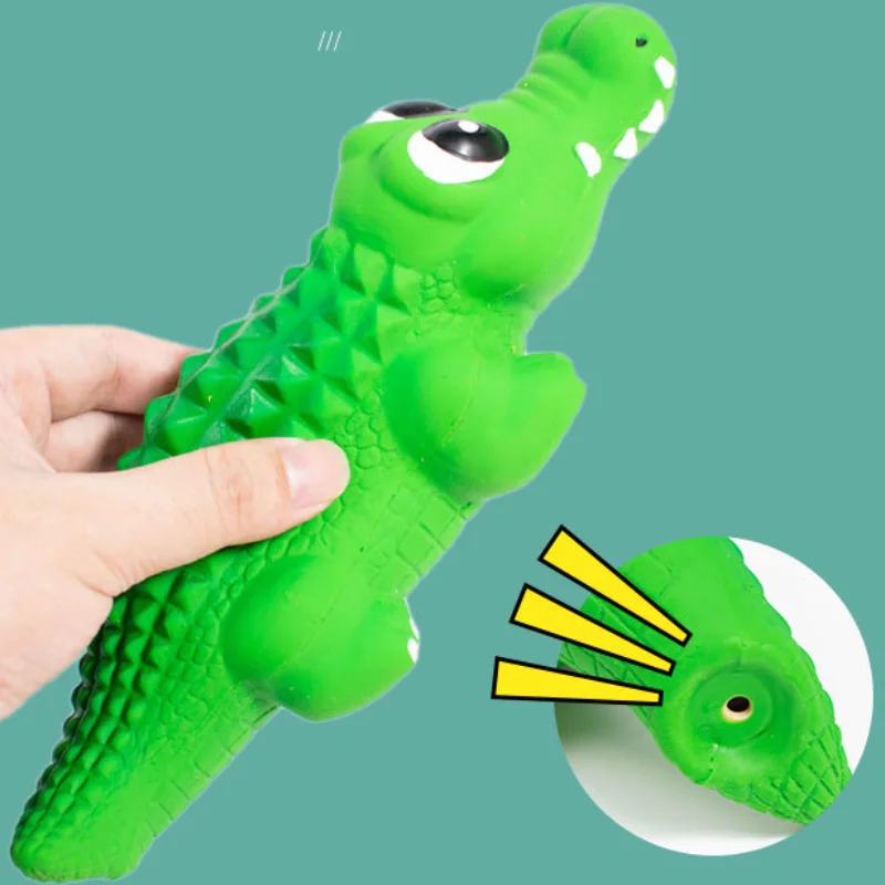 Soft Latex Interactive Dog Toy, Crocodile Shape Rubber Toy for Puppy, Chew Bite Resistant, Puppy Sound Toy for Dog