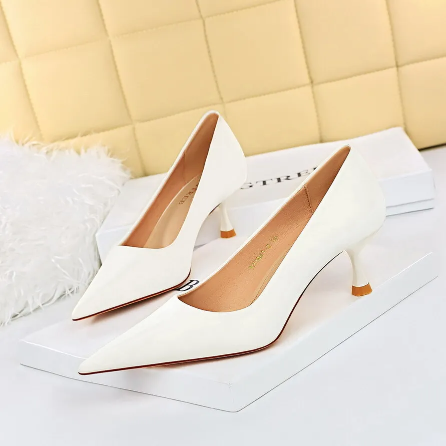 

New Women's Fashion Simple Slim High Heel Shallow Mouth Pointed Head Versatile Spring And Autumn Single Ladies Shoes Women Pumps