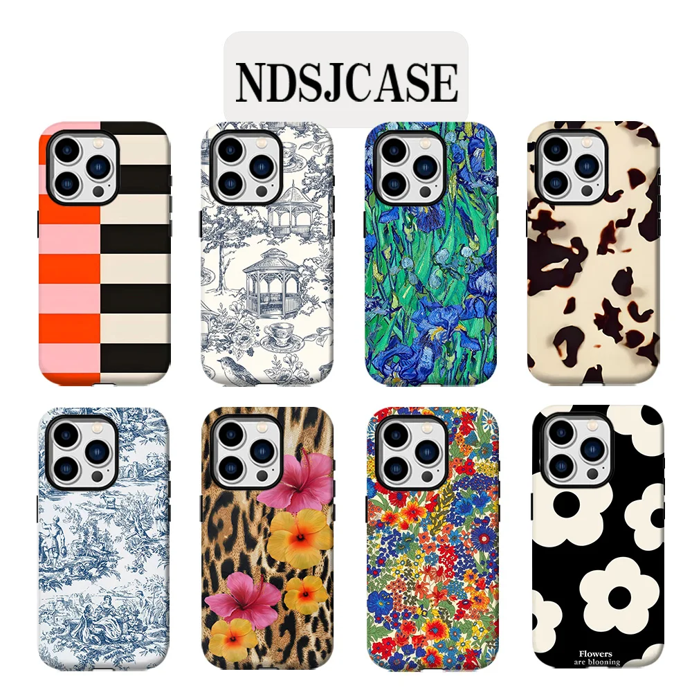 Luxuriöse, zarte und farbenfrohe Blumen-Handyhülle für iPhone 17 16 15 14 13 12 11 Air Pro Max Plus Luxuriöse doppellagige Rückabdeckung – Detail 1