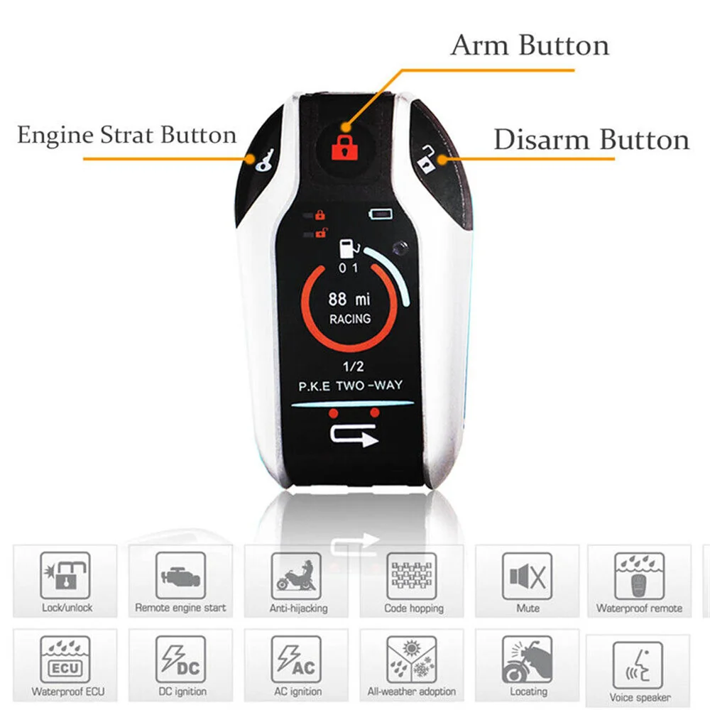 Two Way Motorcycle Alarm System Security anti-theft alarm for motorcycle Scooter Burglary Alarm Moto Remote Engine Start 5meter