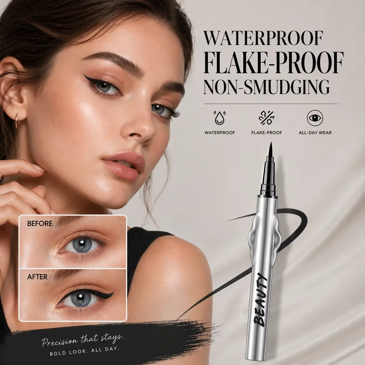 0.01mm Ultra Fine Black Liquid Eyeliner Pen Waterproof Quick Dry Smudge-proof Long Lasting Eyeliner Makeup