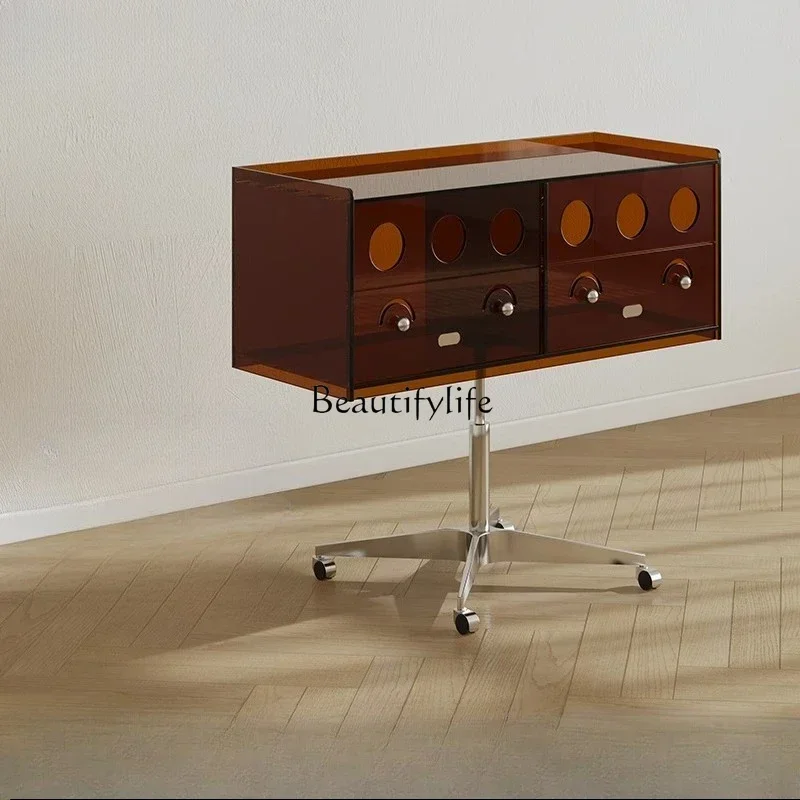 

Retro vinyl record player cabinet mobile living room sofa display storage lockerlx