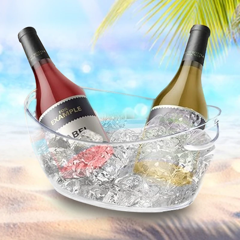5L Plastic Ice Bucket with Carry Handle for Home Bar Party Large Capacity Ice Cooler Durable Design and Outdoor Camping Events