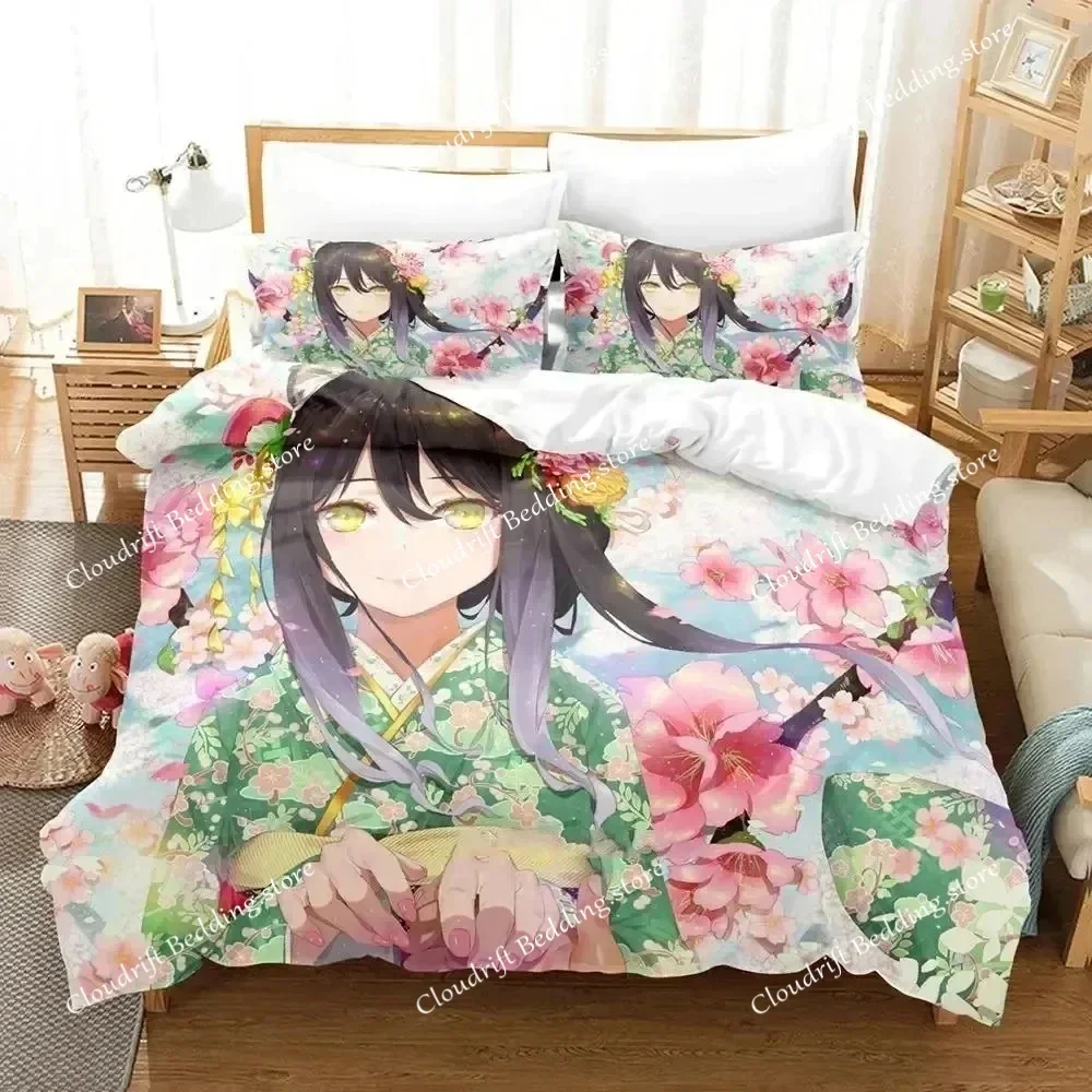 Kawaii Anime Princess Connect! Re Dive Bedding Set Boys Girls Twin Queen Size Duvet Cover Pillowcase Bed Kids Adult Home Textile