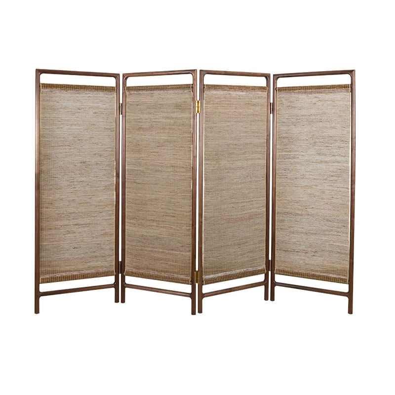 

New Chinese-style ramie cloth folding screen villa mansion living room bedroom hotel homestay room decoration folding screen