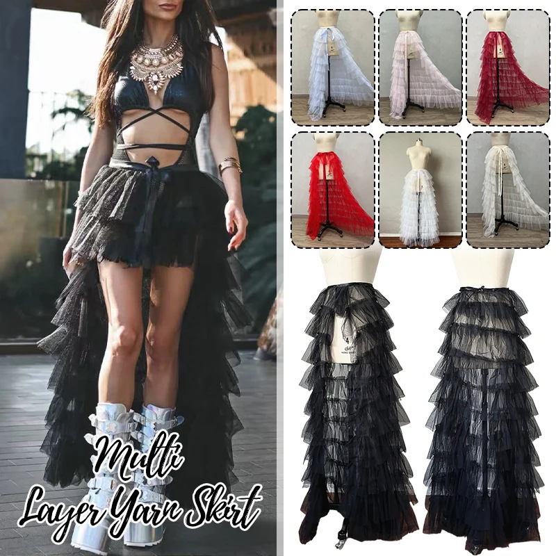 

Women Multi-Layer Gauze Tutu Skirts Bridesmaid Dress Large Swing Gothic Tulle Floor Length Long Skirt Wedding Party Overskirt