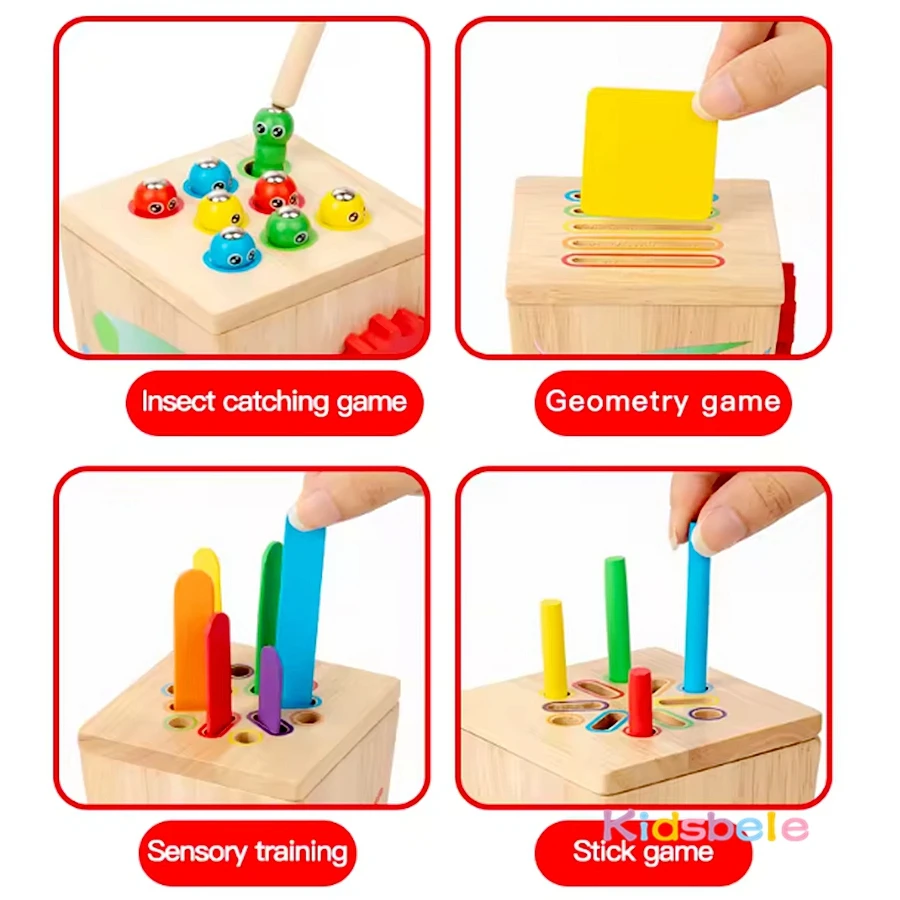 Jeu de correspondance de tri des couleurs en forme Montessori en bois pour tout-petits, jouet sensoriel de développement de moteur fin 5 en 1, cadeau de fête de noël