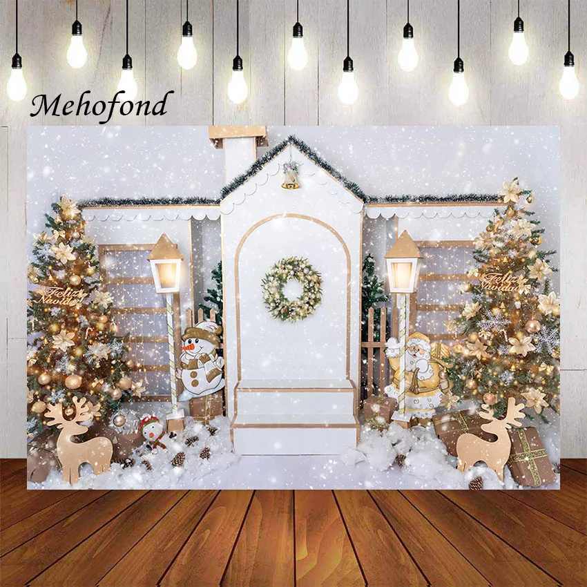 Mehofond Photography Background Winter Christmas Gingerbread House Santa Kids Holiday Party Portrait Decor Backdrop Photo Studio