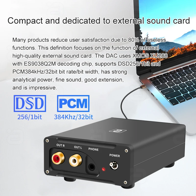 AYINO cuffie amplificatore USB DAC convertitore Audio 32BIT 384KHz HIFI USB Decoder DSD ES9038Q2M decodifica StereO PC OTG PS Gaming