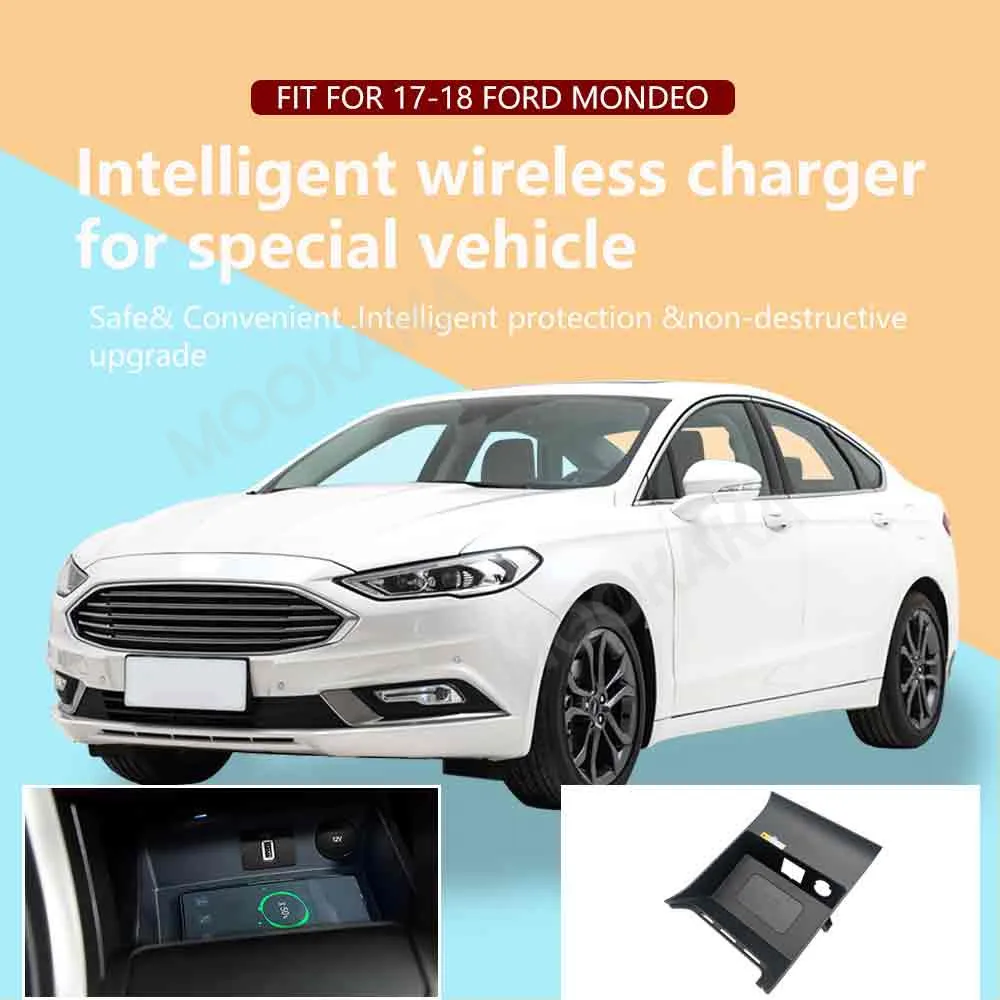 

Для Ford Mondeo 2017-2018 Quick QI автомобильное беспроводное зарядное устройство быстрая зарядка интеллектуальная инфракрасная приборная панель мобильного телефона