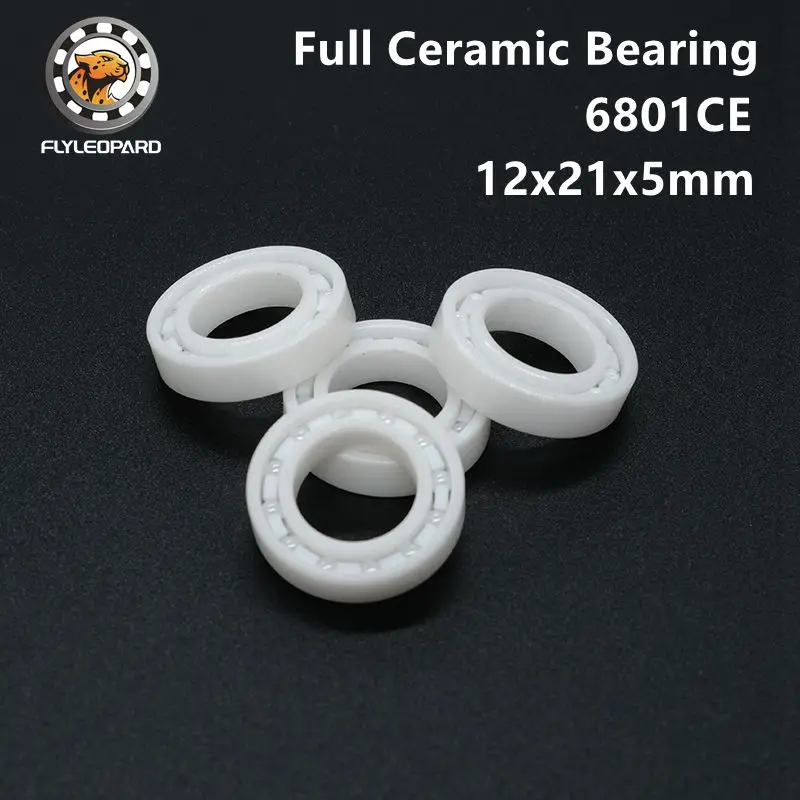 (5PCS) 6801CE 12X21X5 mm Full Ceramic Bearing ZrO2 Material All Zirconia Ceramic 6801 Ball Bearing
