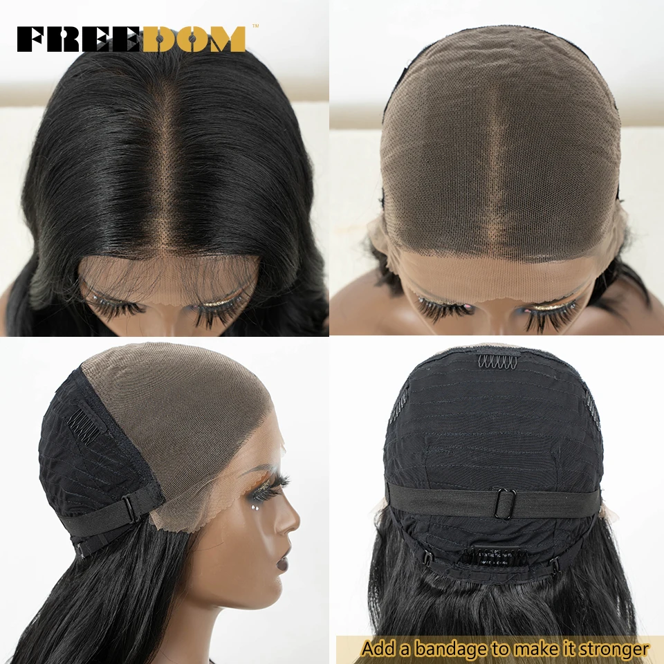 EDOM-Perruque Lace Front Synthétique pour Femme, 13x7 HD, Transparent Honey Blonde, Ombre Brown, Perruque Cosplay avec Cheveux de Bébé