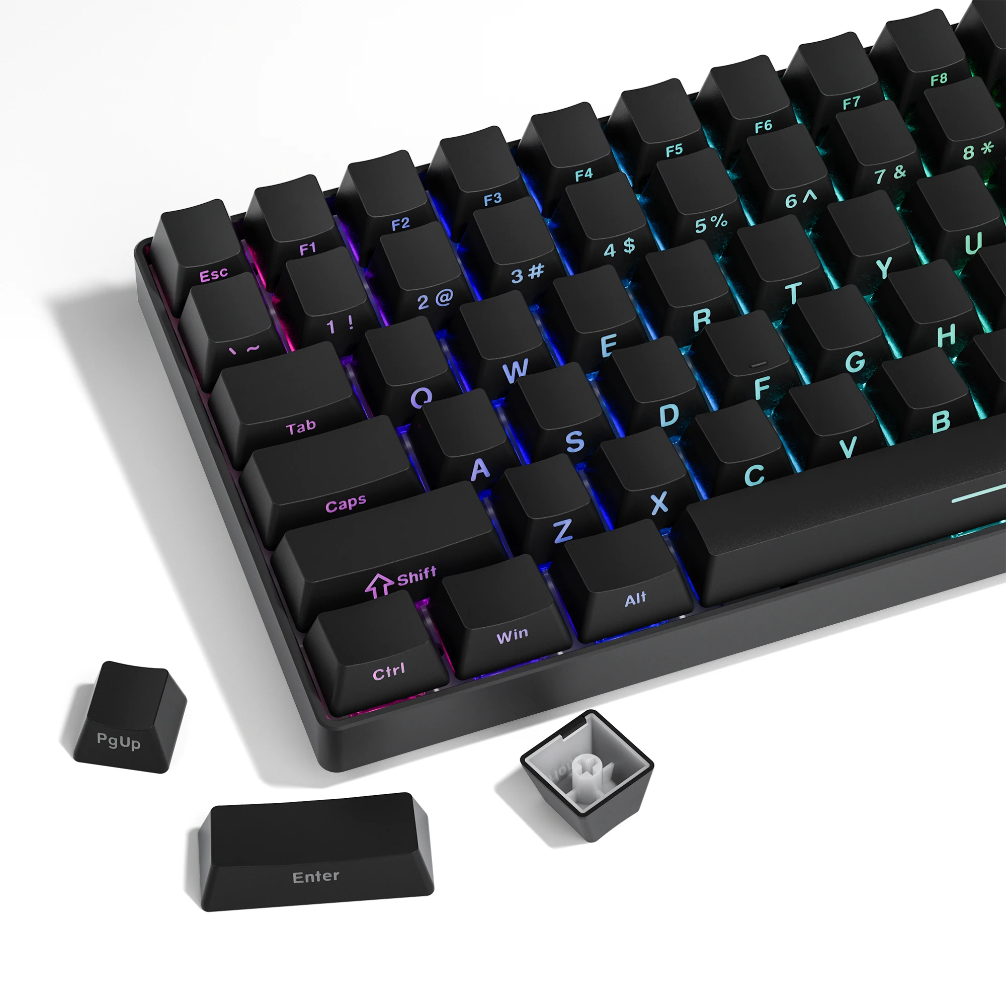 136 Key Black Shine Through PBT keycaps Double Shot Side Print Backlit Key Caps For MX Mechanical Keyboard 108 96 87 84 68 64 61