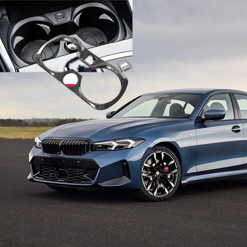 Car Accessories For BMW 3Series G20 G28 2019-2021 ABC Carbon Fiber Center Console Water Cup Holder Cover Trim Decor Sticker