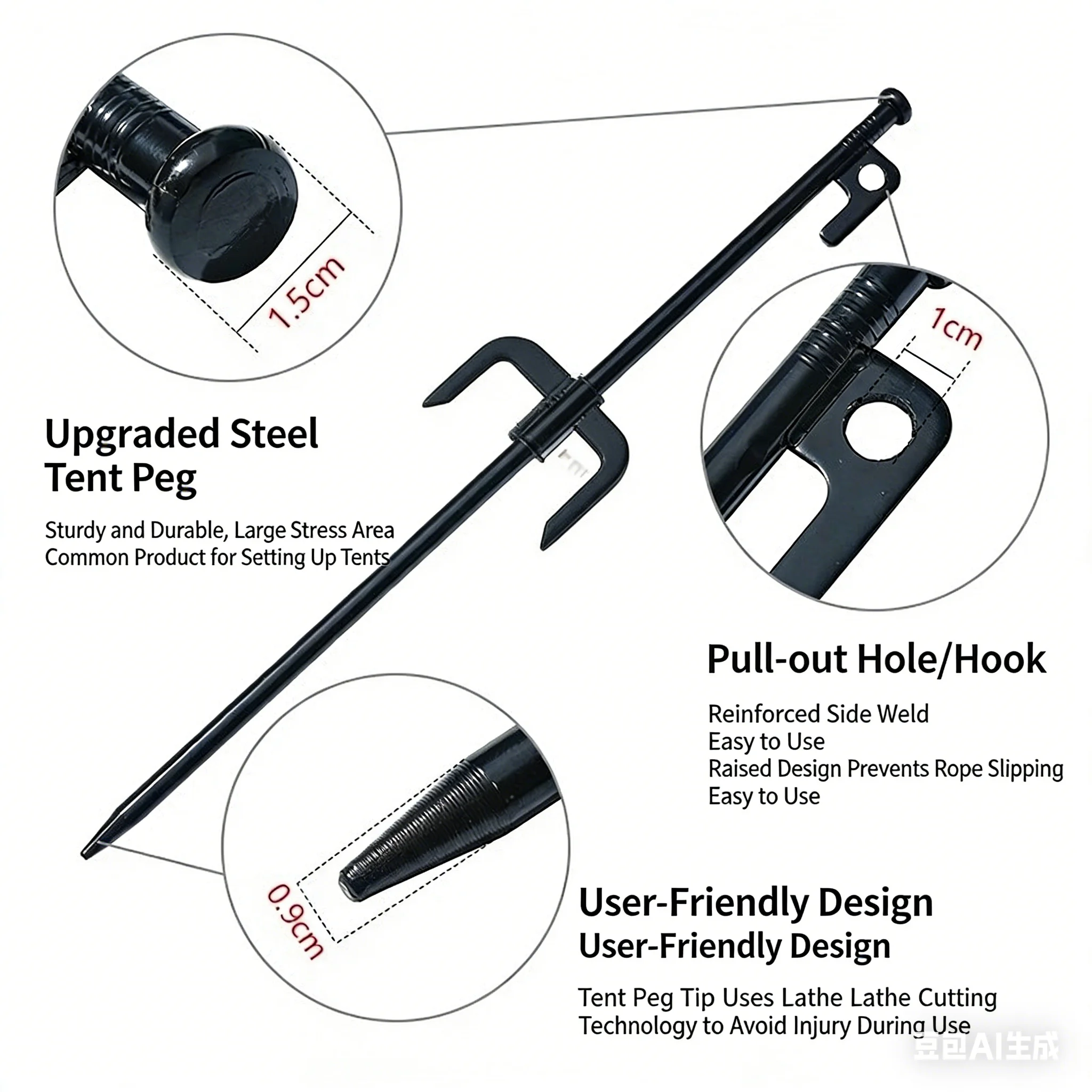 10 outdoor canopy tents, ground nails, camping steel nails, gardening fixed camping accessories