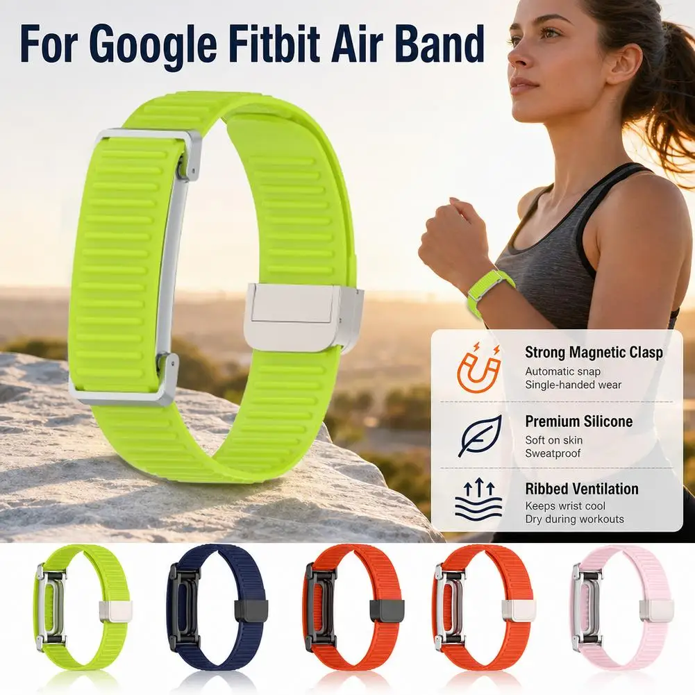 Magnetic Buckle Strap For Google Fitbit Air Soft Silicone Wave Sport Band Elastic Replacement Bracelet Wristband