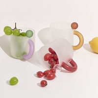350ml Glass Cup Heat-resistant Tumbler Drinkware Coffee Milk Water Cups Home Glasses Simple Colored Handle Glass Cups