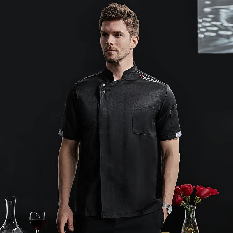 Uniforme de Chef de manga corta para hombre, ropa de trabajo para Hotel, Catering, cafetería, restaurante, Chef, cocina de verano, talla grande