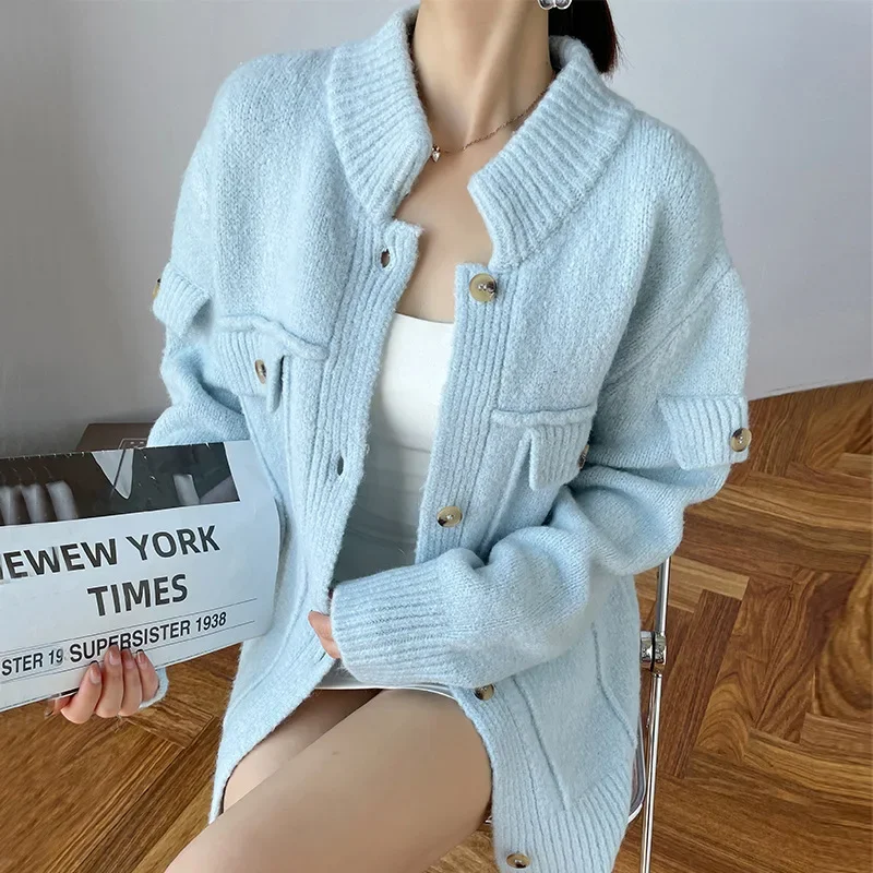 Women's High Quality Sweater Cardigan Korean Fashion Knitted Top Coat Autumn and Winter Keep Warm Warmth Designer Retro Jacket