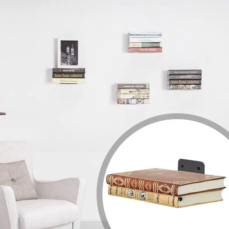 

Floating Book Shelves Book Shelf Floating Set Of 6 Organizer Storage Display Invisible Rack For Bathroom Nursery Farmhouse Decor