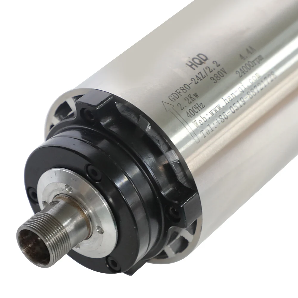 High Torque Water Cooling Spindle Motor 80mm 2.2kw ER20 Four Bearings Woodworking Spindle Motor for Cnc Router Machine