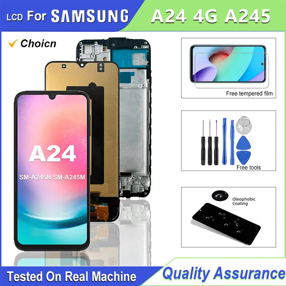 High Quality LCD For Samsung Galaxy A24 4G LCD Screen Replacement HD Touch Display Assembly + Frame + Tools Kit, Free Shipping