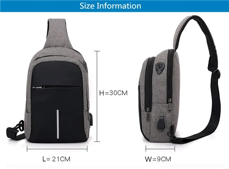 UBOT Small Usb Charge Shoulder Bag Men Messenger Bags Male Waterproof Sling Chest Bag Boy Travel Bagpack Men Cross Body Bags