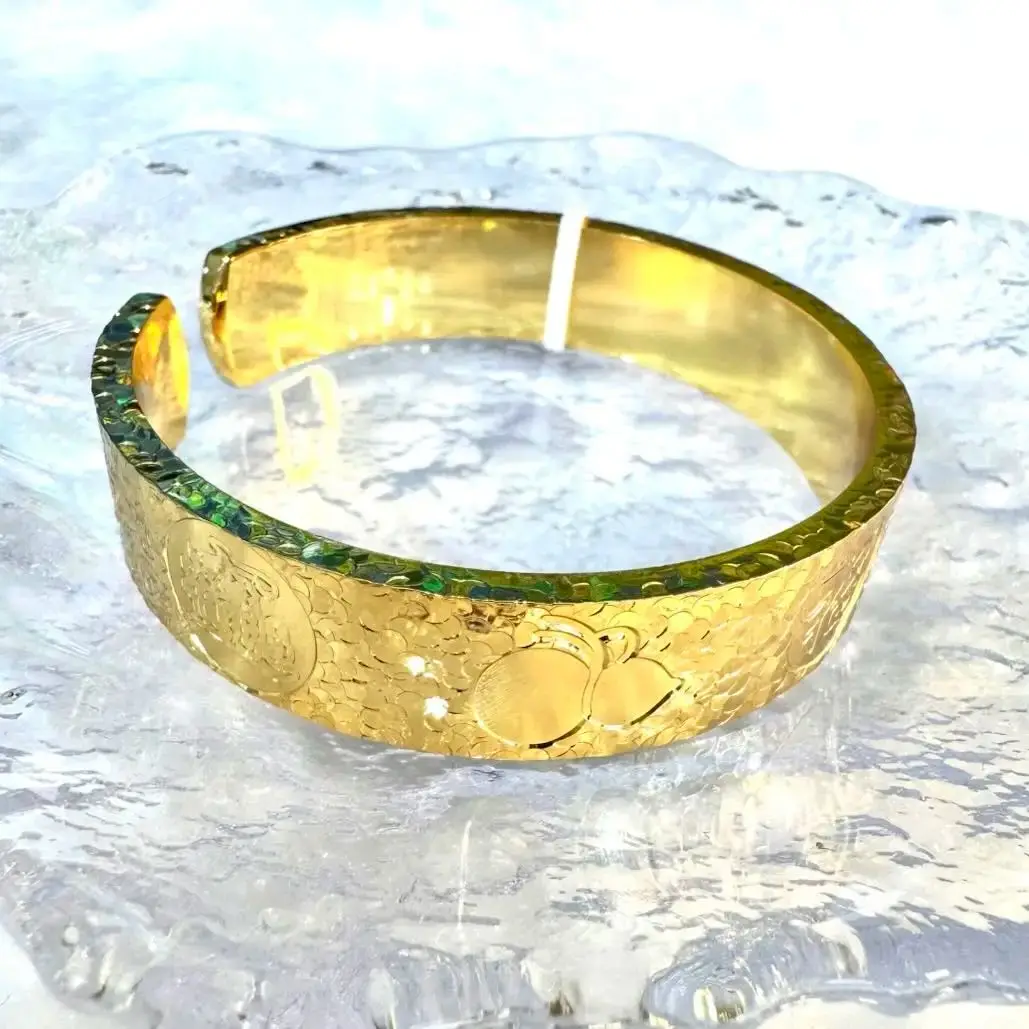 

YIBU Crushed Ice Wealth and Fortune Gourd Open-mouth Gold-plated Real Gold Bracelet