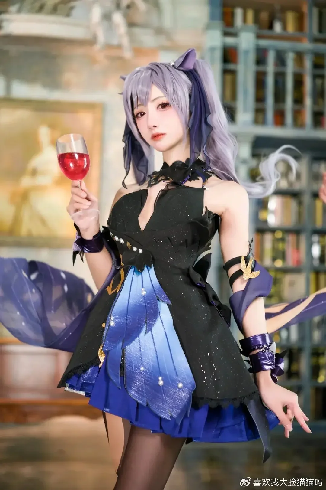 Costume de cosplay Genshin Impact Keqing Opulent Splendor |   Ensemble complet de robe avec oreilles de chat et accessoires pour la fête d'Halloween 2026