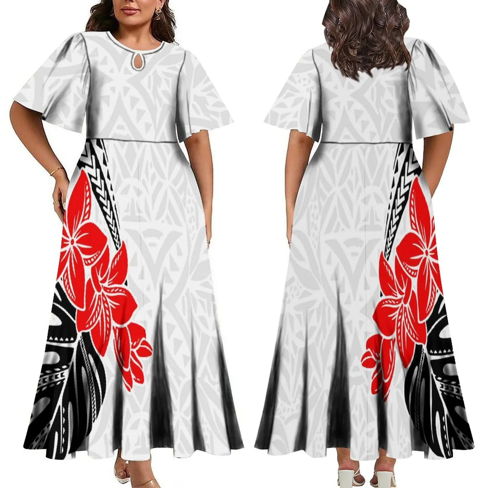 

Summer Women's Wholesale Elegant Big Man Custom Dress Polynesian Ethnic Retro Design Fluffy Skirt Comfortable Fabric Dress