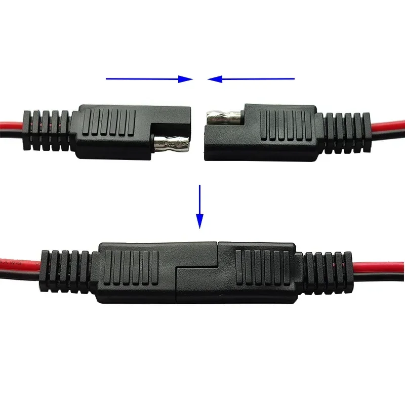 SAE Extension Cable Quick Connect Disconnect SAE Cable Wire Harness 14AWG 100CM for Automotive RV Motorcycle Solar Panel
