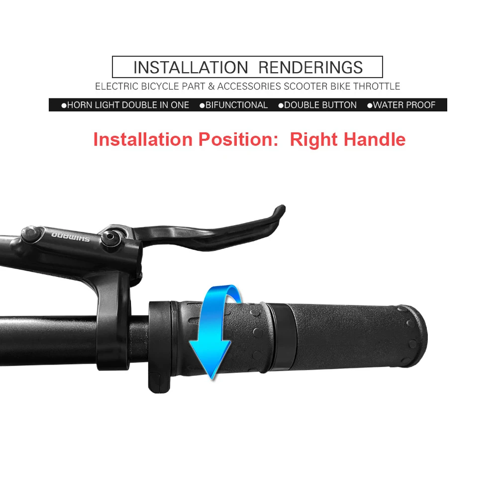 Outdoor Twisting Throttle Half Twisting Throttle Ebike Half Twistting Throttle 158X 12V 24V 36V 48V 52V 60V 72V Black