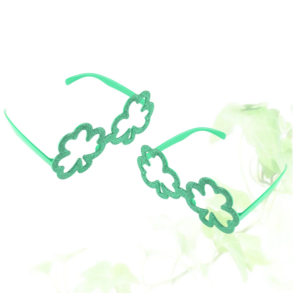 

2pcs Shamrock Eyeglasses Green Glitter St Patrick'S Day Party Festival Costume Accessory Novelty Glasses For Adults Decor