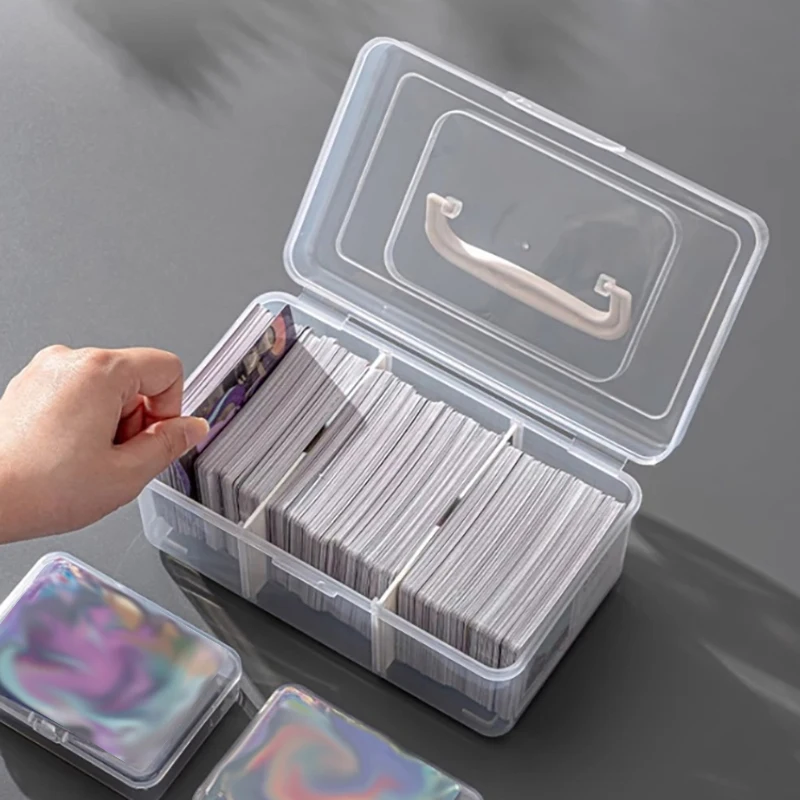 Plastic Handheld Clear Card Organizer Box With Small Box Holds 400+ Cards Tranding Card Collection Box