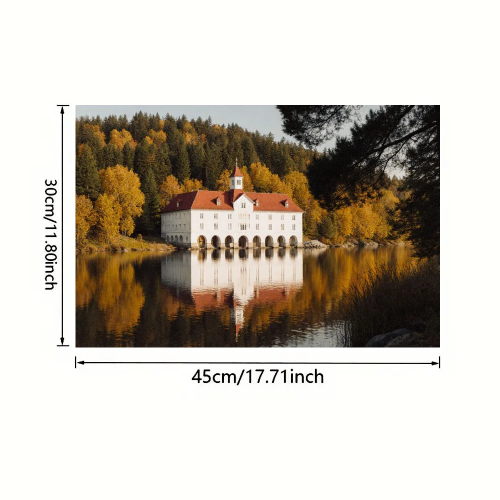 Juego de manteles individuales de 4 piezas, diseño de paisajes otoñales, fácil de limpiar, decoración rectangular para el hogar, perfecto para comedor y vacaciones.