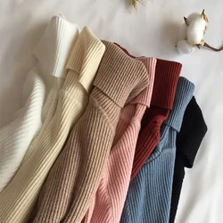 2024 autunno inverno maglione spesso donna lavorato a maglia pullover a costine maglione dolcevita a maniche lunghe maglione sottile morbido caldo Pull Femme