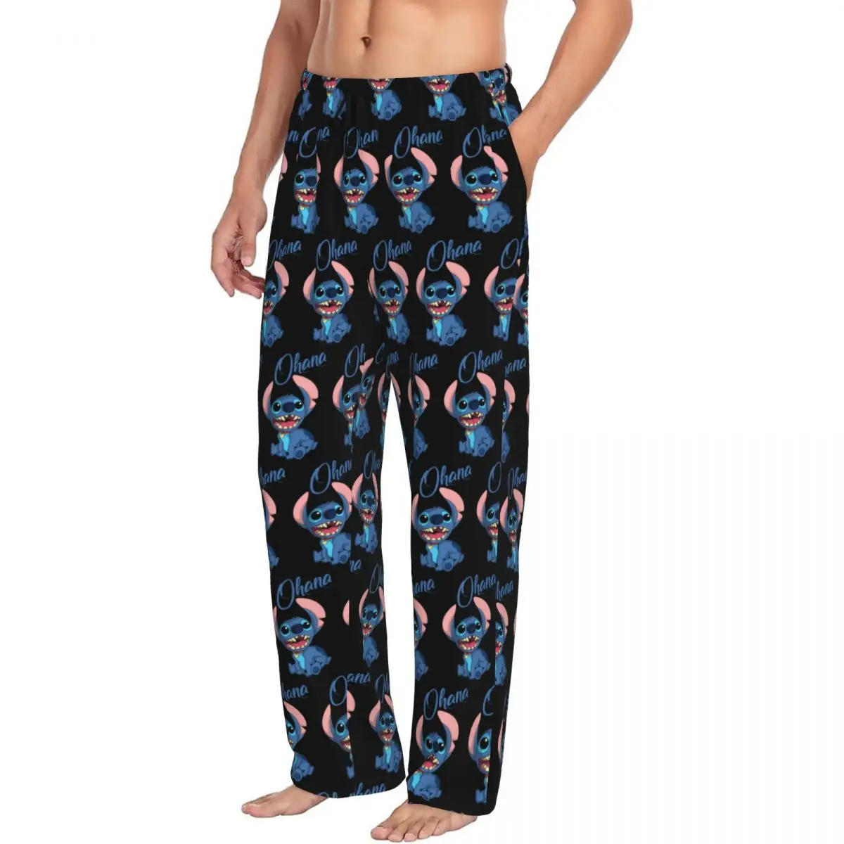 Custom Cartoon Anime Manga Stitch Pajama Pants Men Lounge Sleep Drawstring Sleepwear Bottoms with Pockets