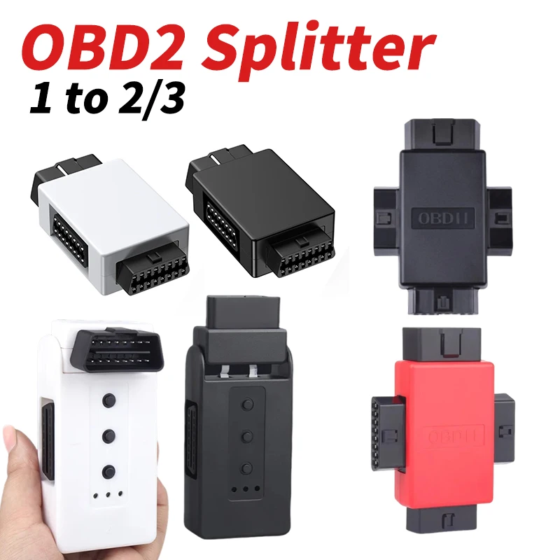 OBD2 1-to-2/1-to-3 Adapter Extension Cable with 16-Pin Connector for Car Diagnostic Splitter, Rotating Plug for Easy Wiring